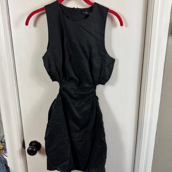 Lioness “Straight Shooter” Mini Dress in Black Linen Size XXS (AU 4 / US 0) - Picture 2 of 8